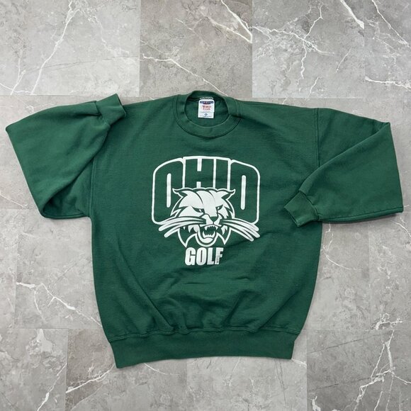 Vintage Ohio University Sweatshirt Mens XL Bobcats Graphic Pullover Crewneck y2k - Picture 1 of 8